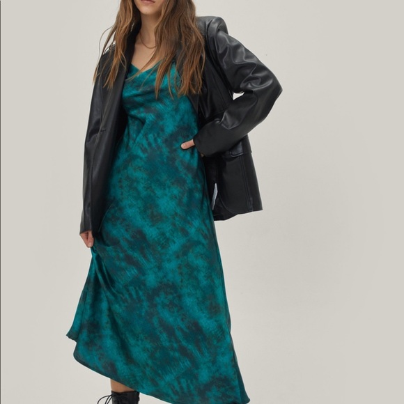 Nasty Gal | Dresses | Green Tie Dye Cowl Maxi Slip Dress | Poshmark